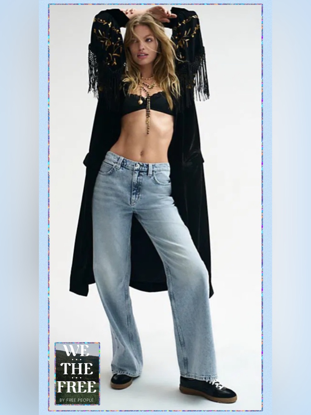 🆕 Free People We The Free Tinsley Baggy High Rise Straight Leg Jeans 30 boho